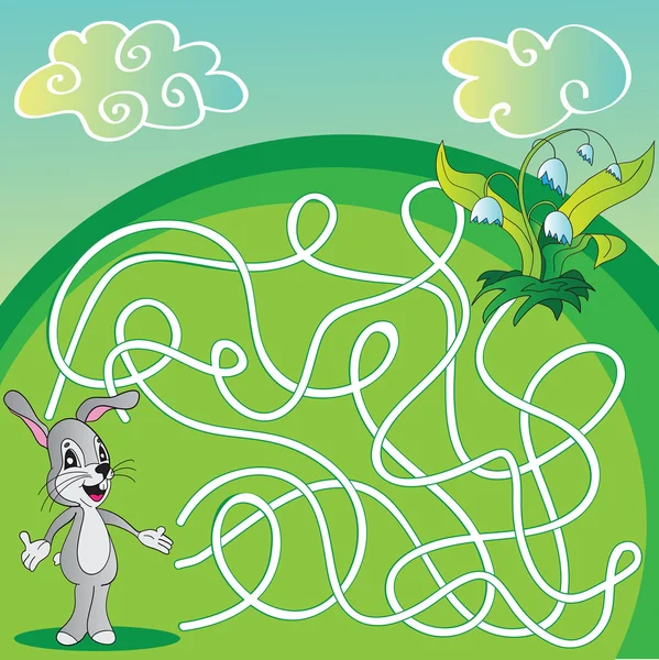 Vector Maze, Labyrinth Game for Children with hare — Stock Vector