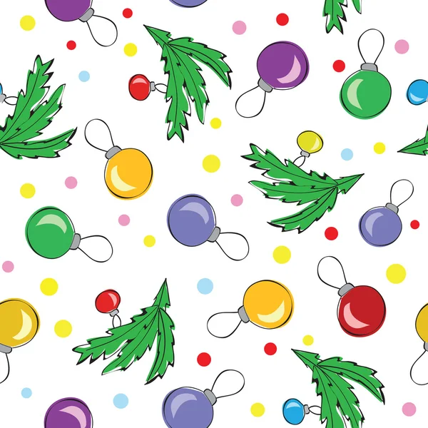クリスマスの装飾, ボール, シームレスなパターン — ストックベクタ