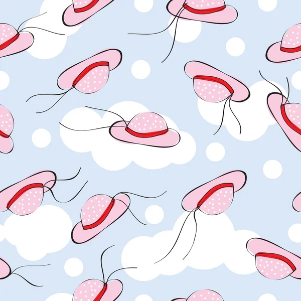 Motif sans couture avec chapeaux rose pour femmes — Image vectorielle