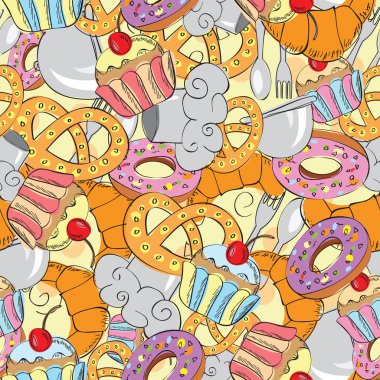 Çizgi film gıda soyut seamless modeli 