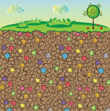 Vector nature, stones and gems underground clipart
