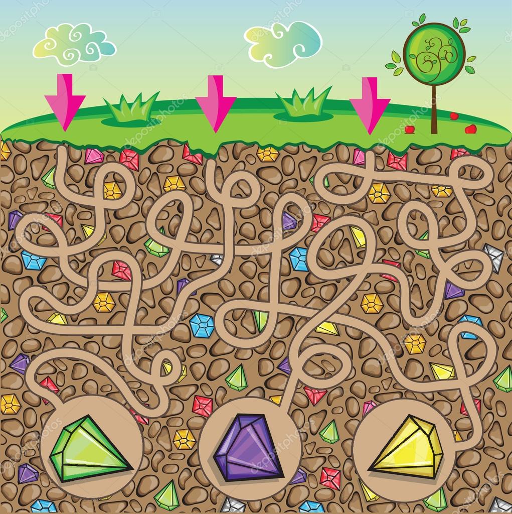 Maze For Children Nature Stones And Precious Stones Under The Ground Vector Image By C Brill Vector Stock Maze For Children Nature Stones And Precious Stones Under The Ground Vector Image By C Brill Vector Stock