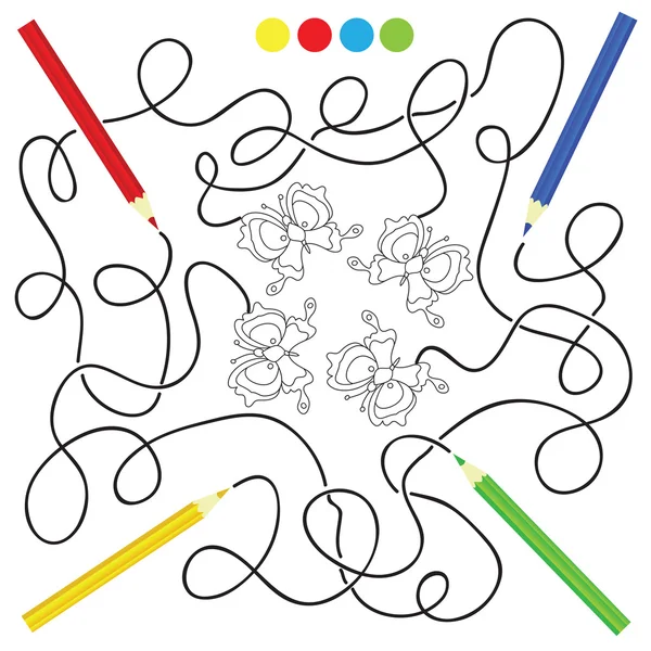 Labirinto gioco e colorazione pagina di attività per i bambini — Vettoriale Stock