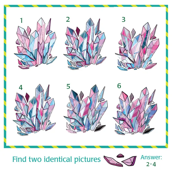 Visual puzzle - Encontrar dos imágenes idénticas de cristal — Vector de stock