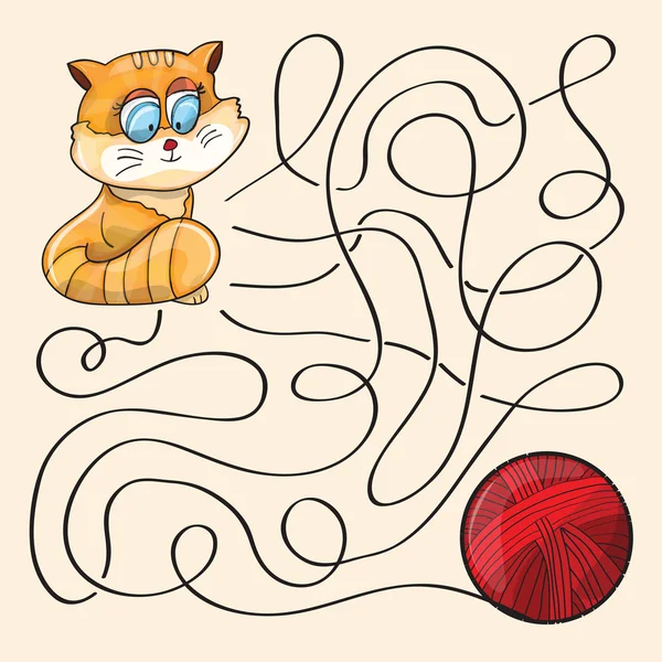 Kitten Și Lână Ball — Vector de stoc