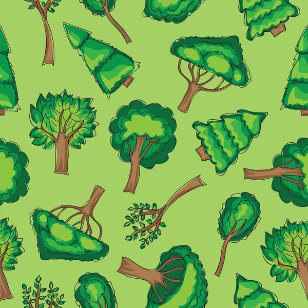 Arbres forestiers vecteur sans couture patten — Image vectorielle