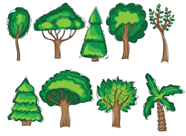 Green trees set — Stock Illustration Green trees set Stock Vector