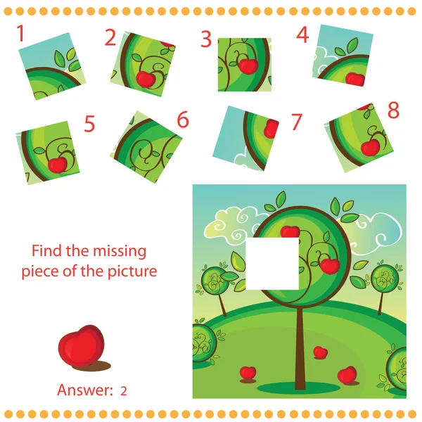 Trova pezzo mancante - Puzzle game for Children — Vettoriale Stock