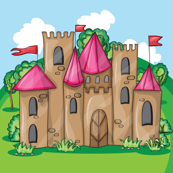 Dessin animé château de conte de fées — Image vectorielle