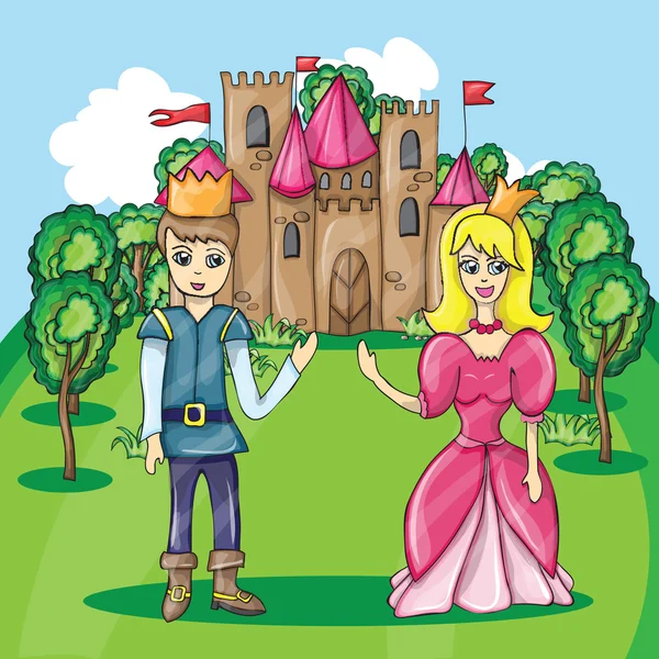 Ilustração de Príncipe e Princesa — Vetor de Stock