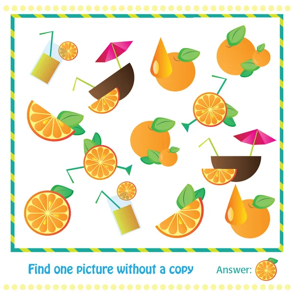 Illustratie onderwijsspel voor kinderen - zoeken afbeelding zonder kopie — Stockvector