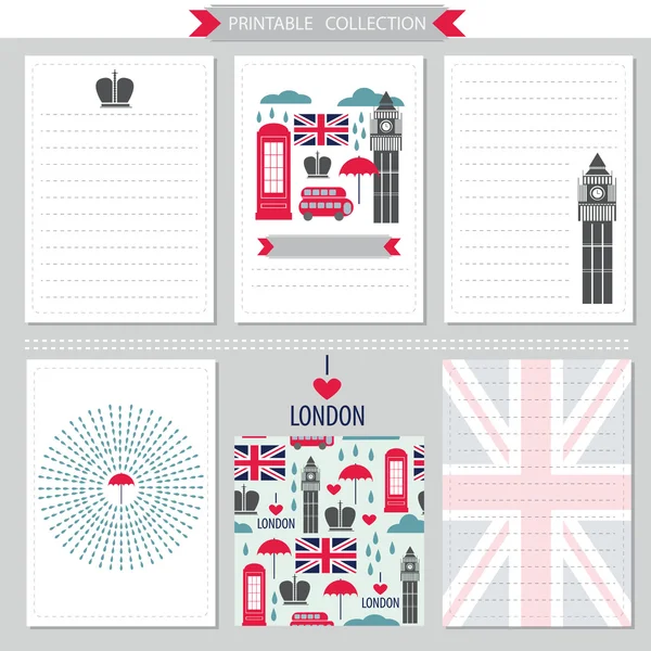 Londres Reino Unido colección imprimible — Vector de stock
