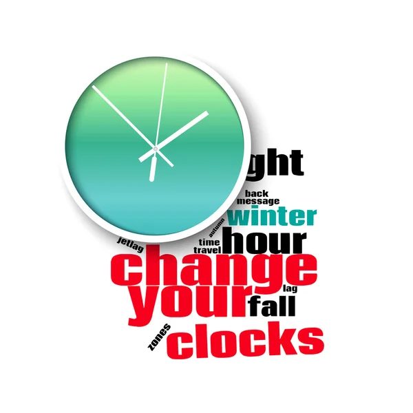 Altere sua mensagem de relógios para Hora de Verão. Ilustração vetorial . —  Vetores de Stock