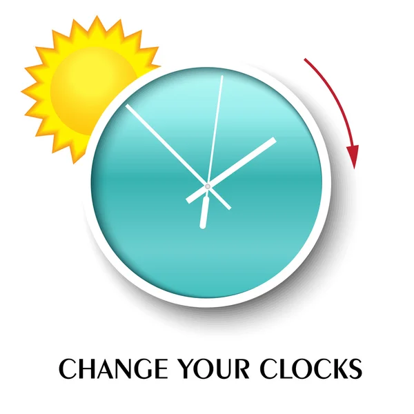 Změňte zprávu hodiny na letní čas. Vektorové ilustrace. — Stockový vektor