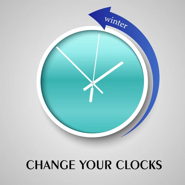 Cambie el mensaje de los relojes para el horario de verano. Ilustración vectorial . — Vector de stock