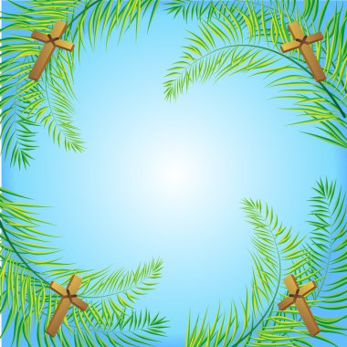 Palm Sunday frond and cross  vector background. Vector illustration for the Christian holiday clipart