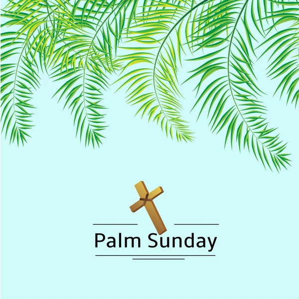 Palm Sunday frond and cross  vector background. Vector illustration for the Christian holiday — Stock Vector