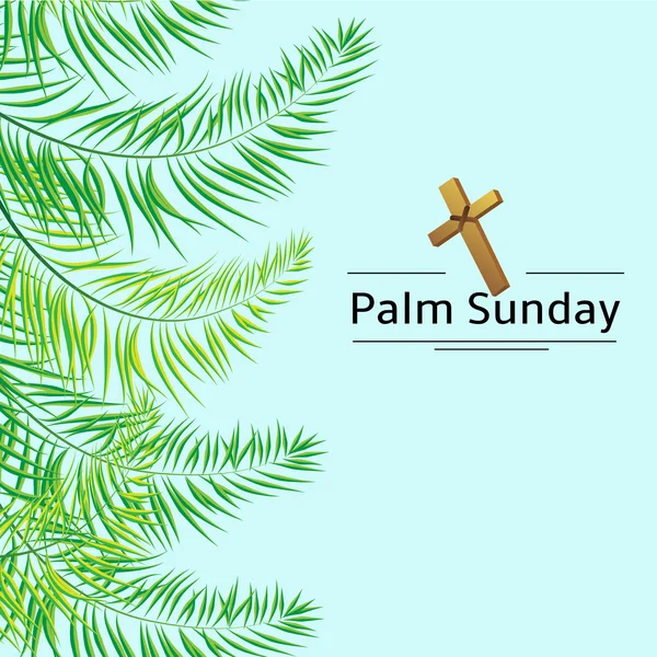 シュロの聖日の葉状体とクロスのベクトルの背景。キリスト教の休日のためのベクトル図 — ストックベクタ