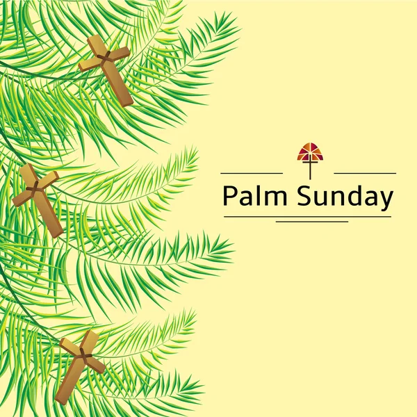 Palm Sunday frond e fundo vetorial transversal. Ilustração vetorial para o feriado cristão —  Vetores de Stock