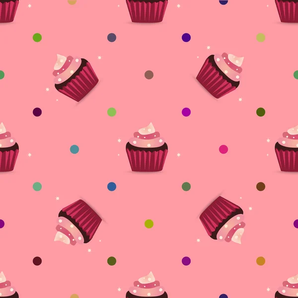 Colorato cupcake partito senza soluzione di continuità modello di sfondo — Vettoriale Stock