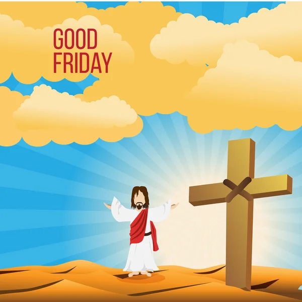 Good Friday background concept  Illustration of Jesus Christ with arm wide open — Stock Vector