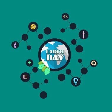 Bir çevre dostu yeşil dünya tasarım çizimi