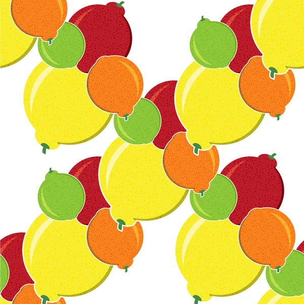 Modèle sans couture de fruits, fond de fruit, motif d'agrumes, orange, citron jaune, mandarine, chaux verte  . — Image vectorielle