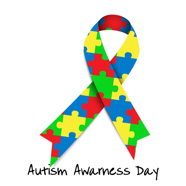 Día de la conciencia del autismo. Tarjeta o plantilla de póster. Ilustración vectorial — Vector de stock