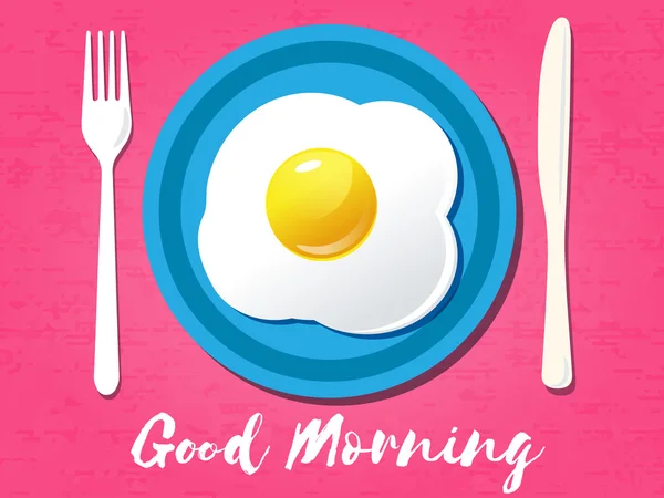 Buongiorno, frase. Omelette per colazione. Illustrazione vettoriale . — Vettoriale Stock