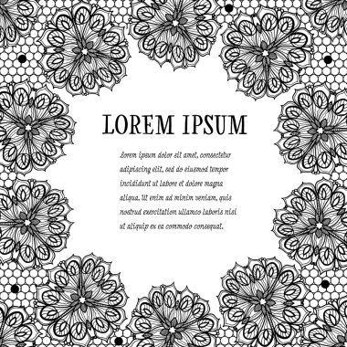 Eski dantel kare, süs çiçek. Vektör doku.