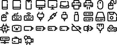 USB simge seti. vektör illüstrasyonu