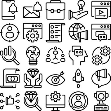 iş ve teknoloji simgeleri ayarlandı