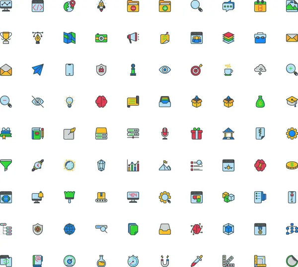 Conjunto 100 Iconos Universales Para Web Móvil — Vector de stock