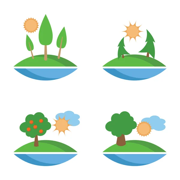 Paisaje forestal con árboles — Vector de stock