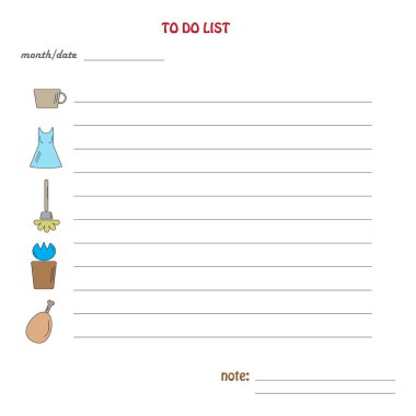 Gününüzü planlamak için liste yapmak için. liste ile doğrusal simgeler kümesi. Renk