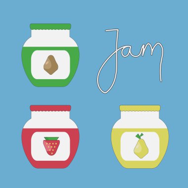 el ile meyve metin ile farklı renklerde jam