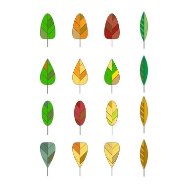 yaprakların çeşitli düz sembolleri 