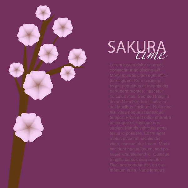Șablon carte poștală cu text și un copac japonez — Vector de stoc