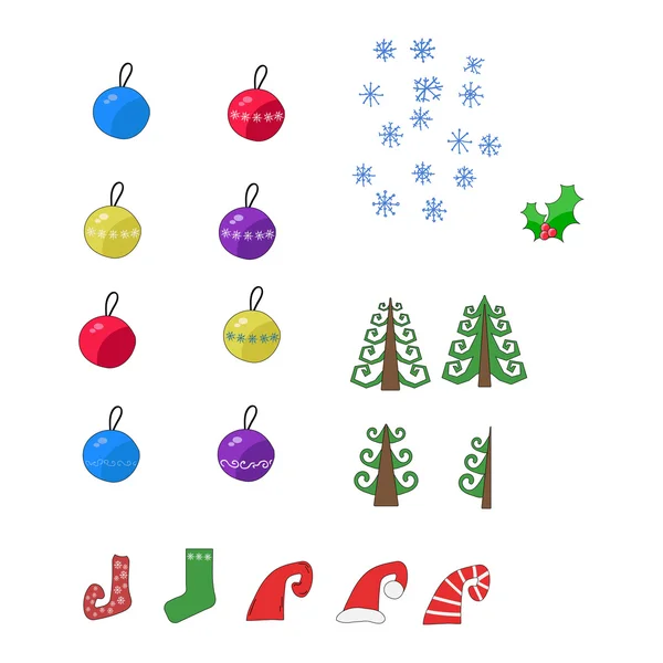 Conjunto de elementos navideños para el diseño sobre fondo blanco — Vector de stock