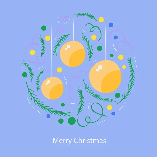 青色の背景にクリスマス カード サークル デザイン — ストックベクタ