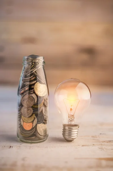 Mony munt in bottle.jpg — Stockfoto