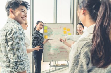 yaratıcı ajans beyin fırtınası sunum ekibi ürün tanıtım, sunum, planlama, strateji, yeni iş geliştirme için yol haritasını tartışıyor