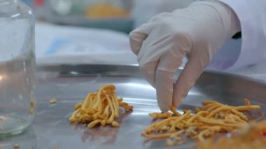 Laboratuvarda özenle ve sağlık fikirleri kavramına yoğunlaşarak altın sarısı korteksleri test edin ve geliştirin.