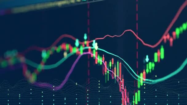 Fondo Del Gráfico Acciones Financieras Concepto Comercio Línea Tablero Negociación — Vídeo de stock