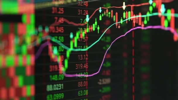 Fondo Del Gráfico Acciones Financieras Concepto Comercio Línea Tablero Negociación — Vídeos de Stock