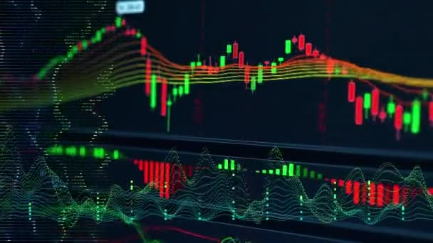 Üzleti technológia ötletek koncepció stock chart és dátum grafikon elemzés elvont háttér — Stock videók