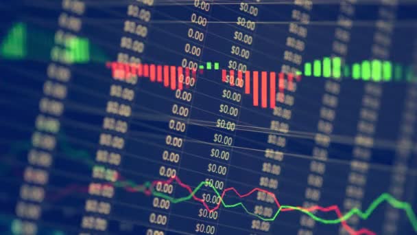 Concepto financiero de negocios con gráfico de mercado de valores monitor de pantalla indicador gráfico — Vídeo de stock
