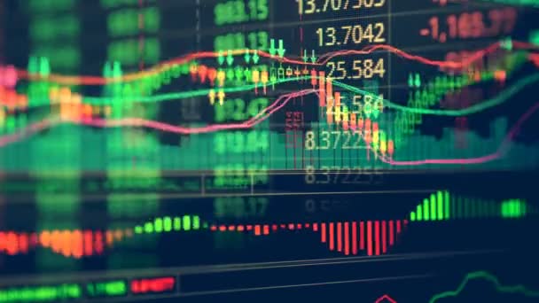 Concetto finanziario aziendale con grafico del mercato azionario monitor schermo indicatore — Video Stock