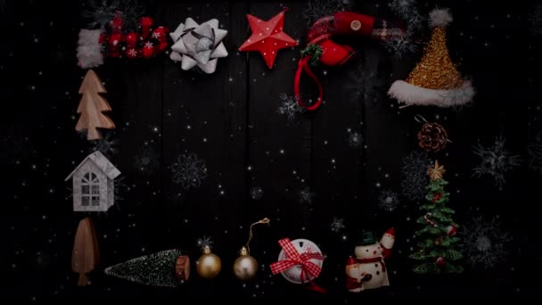Верхний Вид Плоский Подарок Коробки Красным Цветом Лентой Обертывания Полу — стоковое видео