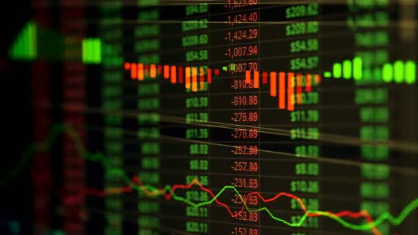 Geschäft finanzielles Konzept mit Börsendiagramm Diagramm Indikator Bildschirm-Monitor — Stockvideo